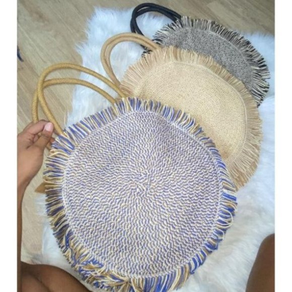 Woven Rattan Fringe Tote Bag - Picture 2 of 7